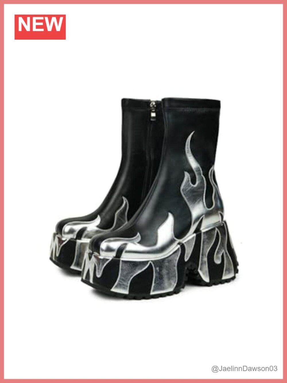 Faux Leather Chunky Sole Mid-Calf Boots with Zipper